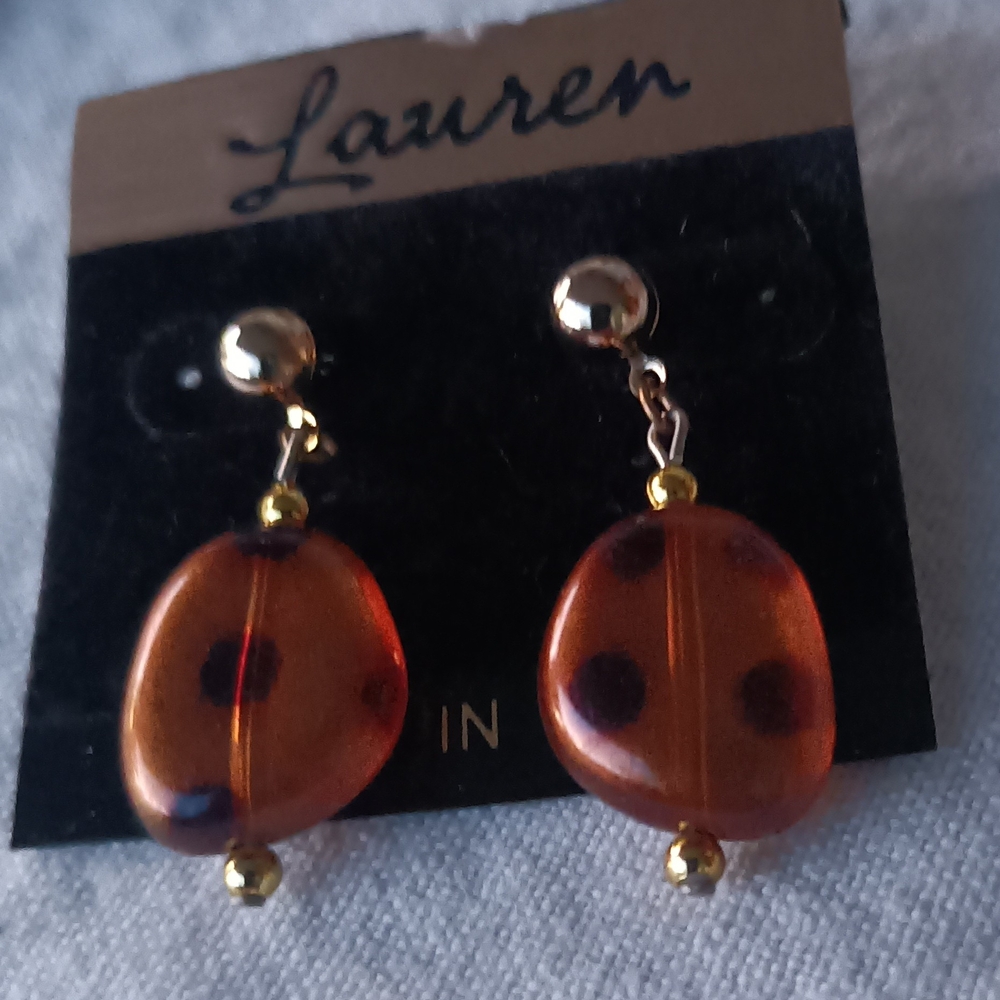 Lauren Ralph Lauren Amber Drop Earrings with Dark Spot Accents